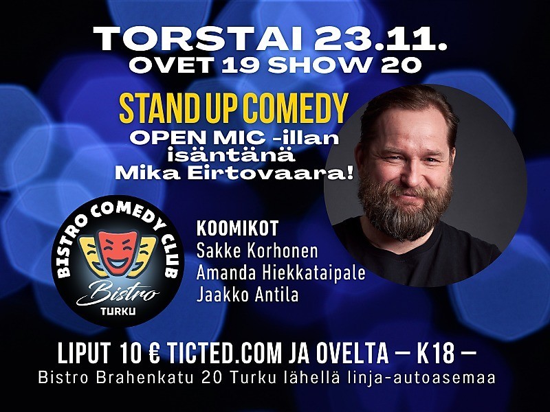 Bistro stand up open mic eirtovaara 23 11 ticted